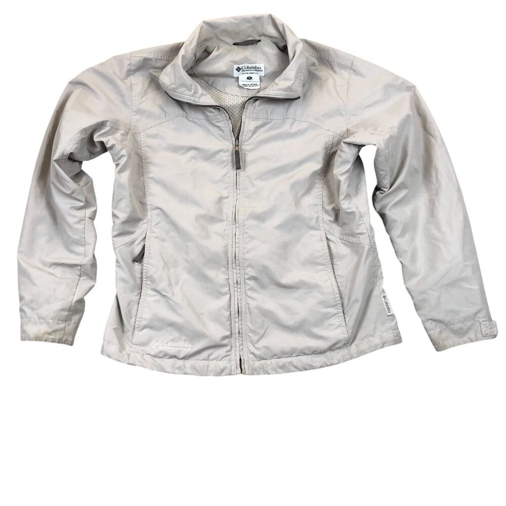 Columbia Sportswear Womens Athletic Jacket Medium Beige Full Zip Outdoors Pocket